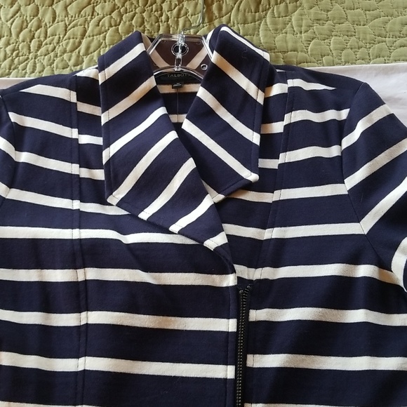 Talbots Navy Blue and White Striped Lightweight Cotton Jacket, NWT, Size M - Picture 2 of 6